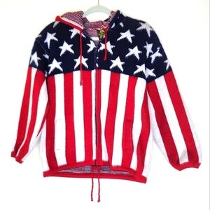 Vintage Tejidos Ruminahui Alpaca Wool USA  Sweater Flag Hoodie S